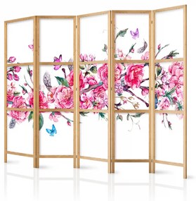 Paravan japonez - Japanese Style: Flowers and Butterflies II [Room Dividers]
