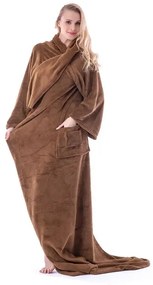 Pătură-halat din micropluş maro, 150 x 180 cm