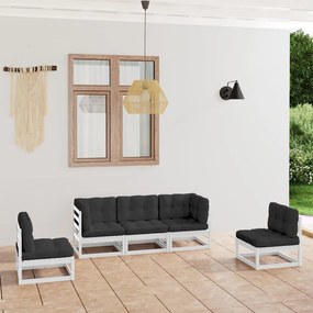 3076440 vidaXL Set mobilier de grădină cu perne, 5 piese, lemn masiv de pin