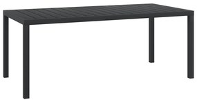 vidaXL Masă de grădină, negru, 185 x 90 x 74 cm, aluminiu și WPC