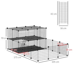 PawHut cusca metalica modulara animale mici, 175x105x70cm | Aosom Romania