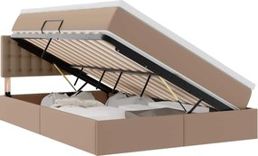 vidaXL Pat cu saltea și LED Cappuccino 140 x 190 cm Piele artificială