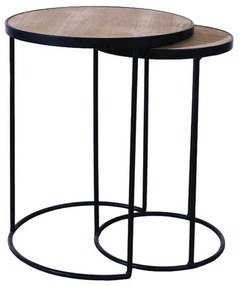 Set 2 masute de cafea, din lemn, D 45 cm, Brooklyn