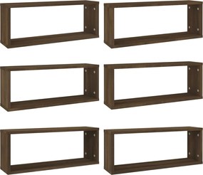 vidaXL Rafturi de perete cub, 6 buc., stejar maro, 60x15x23 cm, lemn
