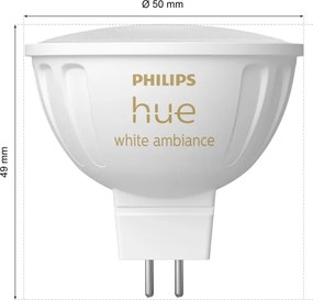Set de 4 becuri LED dimabile Philips Hue WA GU5,3/MR16/5,1W/12V 2200-6500K