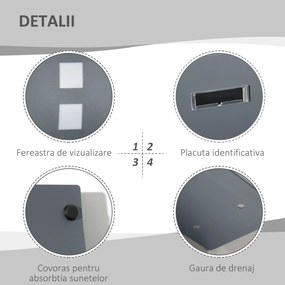 HOMCOM Cutie Postala Curbata din Otel Zincat cu 3 Fante si 2 Chei de Securitate incluse, 45x10x32 cm, Gri | Aosom Romania
