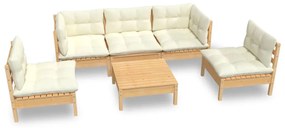 3096190 vidaXL Set mobilier grădină cu perne crem, 6 piese, lemn masiv de pin