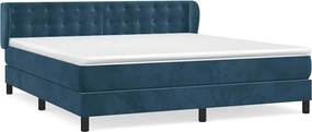 vidaXL Pat box spring cu saltea, albastru închis, 180x200 cm, catifea