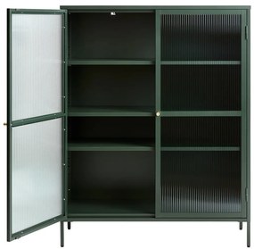 Vitrină din metal Unique Furniture Bronco, înălțime 140 cm, verde