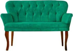 Canapea 2 persoane verde catifelat Homs textil cu picioare lemn