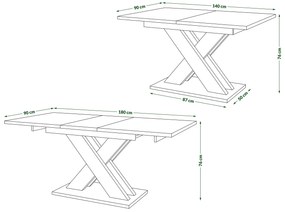 Mazzoni KARO Stejar Artisan/Negru Mat – MASĂ/MĂSUȚĂ CAFEA MODERNĂ CU BLAT EXTENSIBIL până la 180 cm