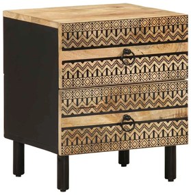 vidaXL Noptieră, negru, 40x33,5x46 cm, lemn masiv de mango brut