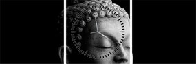 Tablou - Buddha, portret (cu ceas) (90x30 cm)