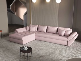 Colțar extensibil dumonde cu ladă de depozitare si sezut confortabil din spuma high-density, Loana XL Enjoy Flamingo 335x185 cm