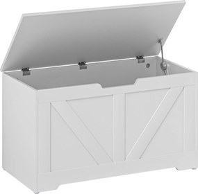 HOMCOM Cufăr de depozitare, banc de depozitare cu capac rabatabil și balamale de siguranță, 80 x 40 x 45 cm, alb | Aosom Romania