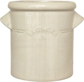 Ghiveci din ceramică glazurată manual 2L alb crem, „Brobacka"