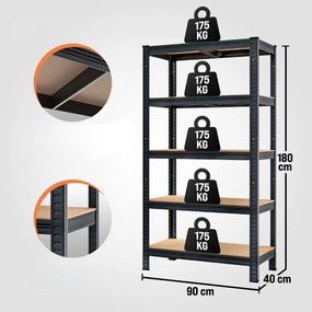 Monzana Raft cu capacitate mare HEAVY, max. 875kg, 90x40x180cm, negru