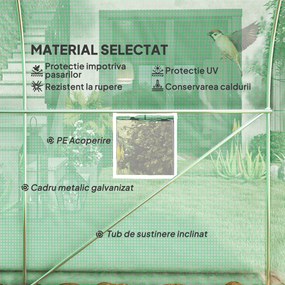 Seră Outsunny de Grădină de Tip Tunel 4x2x2 m cu Uși Rulabile și 6 Ferestre, Seră pentru Grădină cu Acoperiș înclinat, Structură din Metal și Acoperiș PE, pentru Grădinărit legume flori fructe, Verde | Aosom Romania