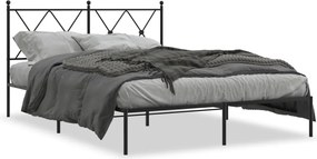 vidaXL Cadru de pat metalic cu tăblie, negru, 140x190 cm