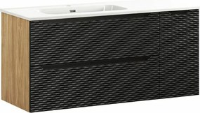 Set dulap baza suspendat 120 cm cu lavoar si dulap lateral Comad Ocean stejar uleiat si negru mat
