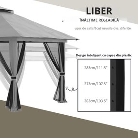 Outsunny Cort foisor pliabil cu inaltime ajustabila, 4 Saci de greutati pentru Petreceri in aer liber pe terasa si in gradina | Aosom Romania