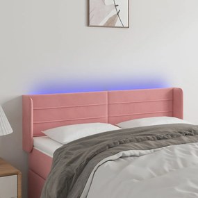 3123429 vidaXL Tăblie de pat cu LED, roz, 147x16x78/88 cm, catifea