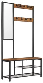 Cuier stativ cu oglindă NAVOR, maro/negru