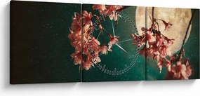 Tablou - Sakura în luna plină (cu ceas) (90x30 cm)
