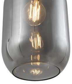 Lampă suspendată modernă neagră cu sticlă fumurie cu 3 lumini - Sheena