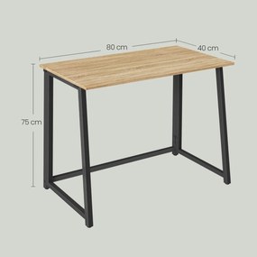 Set pentru birou – birou pliabil ZARIMO 80×40 cm stejar sonoma + scaun de birou AVOLA VELVET maro deschis