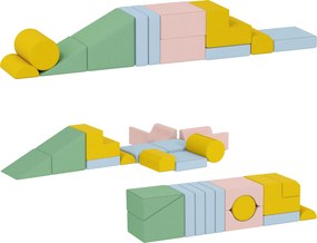 AIYAPLAY Set de blocuri moi pentru copii, set textil 12 piese, spumă, husă din catifea reiată, lavabil, pastelat | Aosom Romania