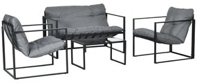 Outsunny Set de mobilier de grădină 4 piese 4 persoane cu canapea pentru 2 persoane, 2 fotolii și masă de cafea gri | Aosom Romania