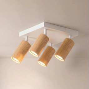 Brilagi - Spot SELE SQUARE 4xGU10/30W/230V alb/decor stejar