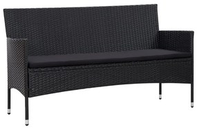 45891 vidaXL Set mobilier de grădină cu perne, 4 piese, negru, poliratan