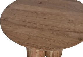 Măsuță de cafea rotundă din lemn de acacia, natur, cu bază din coloane cilindrice, finisaj mat, 45 x 80 cm, „Tarenza” – Ethnic Collections