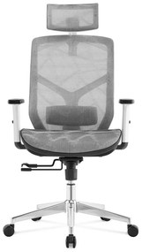 LINA-H Scaun ergonomic, sezut translatie, cadru Alb, Full Mesh, Gri