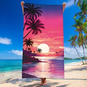 Prosop plaja TAHITI 100x180 cm mov, 100% microfibra
