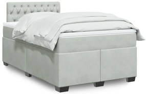 vidaXL Pat continental cu saltea, gri deschis, 120x200 cm, catifea
