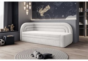 Canapea crem extensibilă/cu spațiu de depozitare cu tapițerie din țesătură bouclé cu colț pe partea stângă 223 cm Fabillo – ELTAP