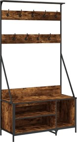 vidaXL Suport de haine cu raft de pantofi stejar fumuriu 100x41x184 cm