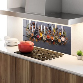 Panou Sticla Bucatarie, 60x150cm, Protectie aragaz, Antistropi, Termorezistent, Alimente, Condimente, Spices Black Board