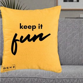 Perna Decorativa Keep It Fun, 40x40 cm, Galben, Husa Detasabila, Perna Inclusa, BEKZ®