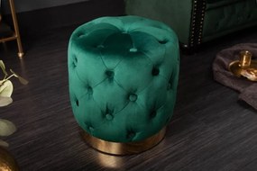 Taburete Modern Barock 35cm, verde inchis/ auriu