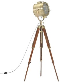 Lampa de podea cu trepied, 165 cm, lemn masiv de mango 1, Alama, Alama