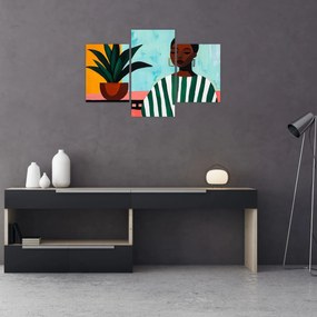 Tablou - Femeie cu floare (90x60 cm)