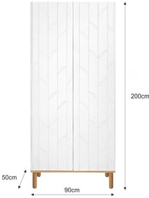 Dulap Toteme botanic alb/stejar H200 cm
