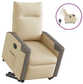 vidaXL Fotoliu electric rabatabil cu ridicare, crem, textil