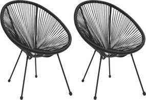 vidaXL Scaune de grădină tip lună, 2 buc., negru, ratan