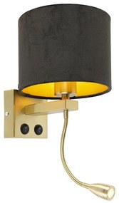 Lampa de perete moderna din alamă cu abajur din catifea neagră - Brescia
