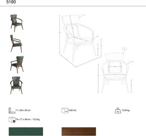 Scaun cu brate LUX design italian, Piele Sintetica Verde Inchis